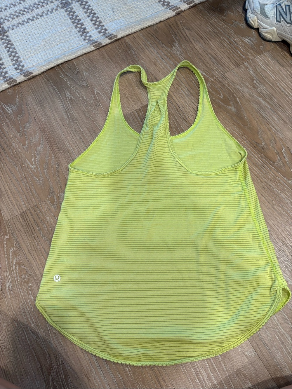 lululemon athletica Neon Yellow Striped Racerback Tank Top